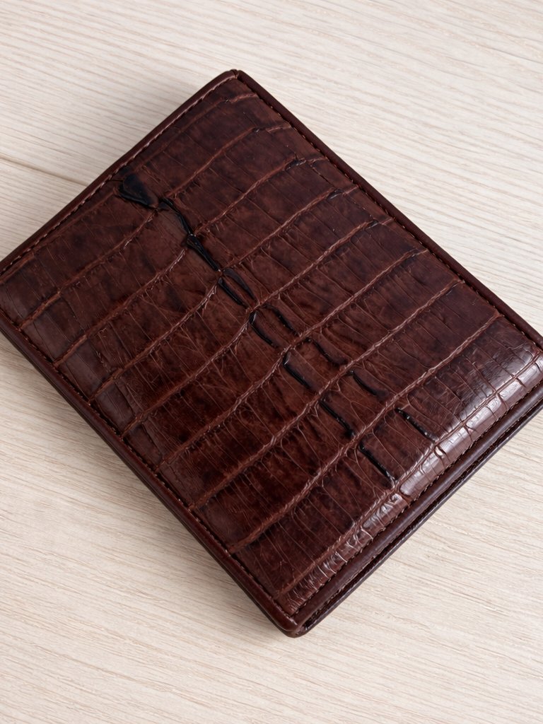 Authentic Crocodile Leather Wallet Thailand Crocodile Farm  Vintage Brown
